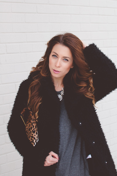 target black faux fur jacket