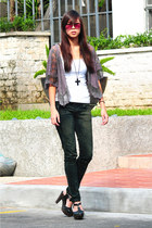 charcoal gray Online bought coat - white H&M top - black From Bazaar necklace - 