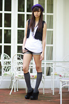 black F-Stop vest - navy Gliteratti shorts - gray Forever 21 socks - deep purple
