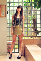 black Posh &Pretty vest - navy from bangkok dress - bronze The Second Shop skirt