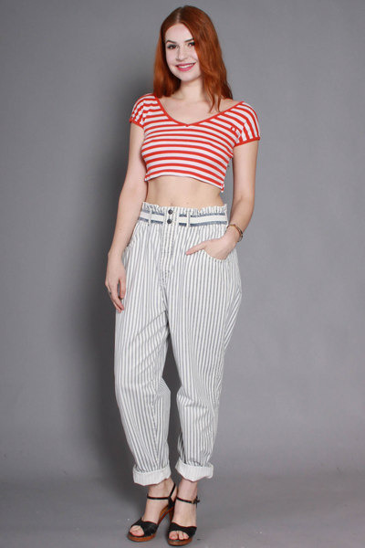 80s striped pants