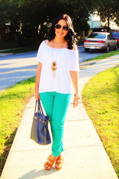 turquoise blue jeans