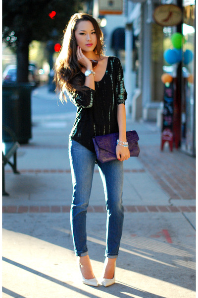 black Simply Audrey top - navy David Kahn jeans black Simply Audrey top - navy David Kahn jeans