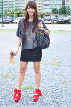 black Topshop top - black H&M skirt - red Topshop - black H&M - gold roberta di 