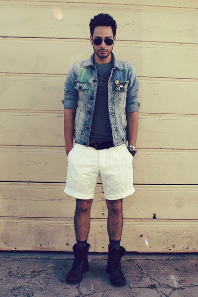 denim jacket with shorts guys