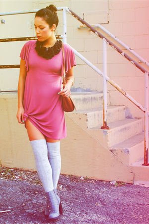 Forever 21 accessories - Charlotte Russe boots - thrifted dress - Target socks