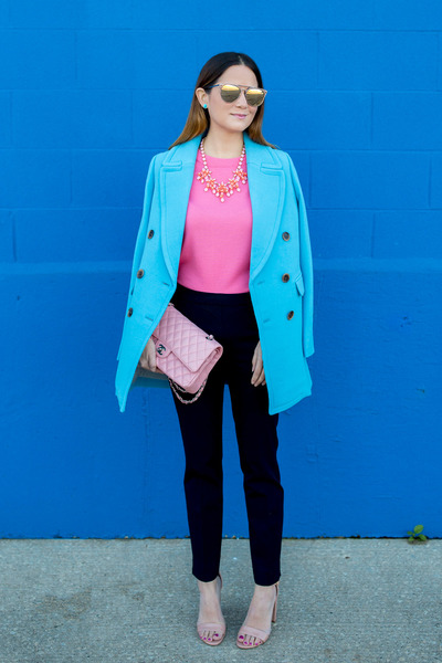 sky blue sweater outfit
