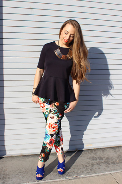 h&m black peplum top