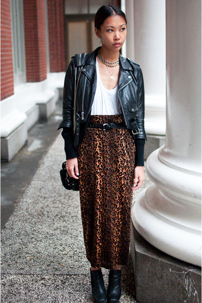 black vintage jacket - black sam edelman boots - black brenda Alexander Wang bag