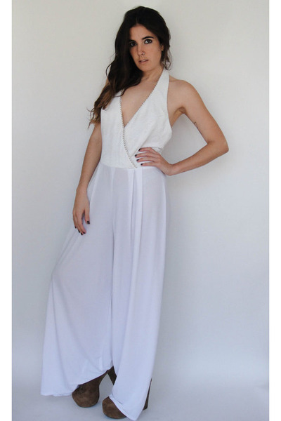 white 70s jumpsuit