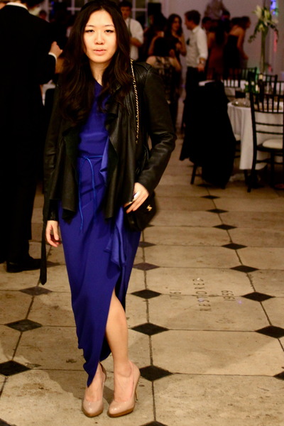 royal blue leather dress