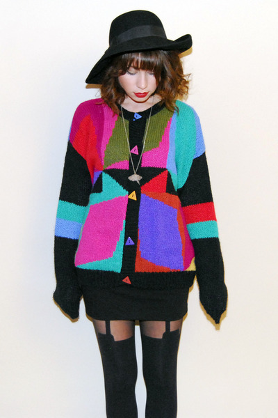 black vintage sweater - black House of Holland tights - silver designed by me ma