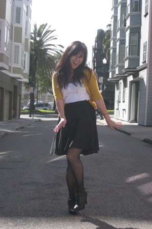 Target skirt - top - sweater - payless shoes - Spanx tights