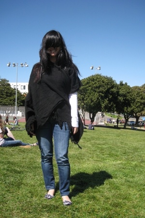 thrifted scarf - Levis jeans - American Apparel t-shirt