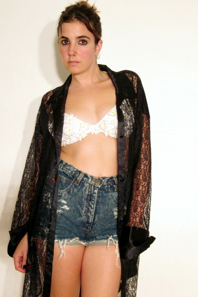 Black Bra Sheer White Blouse white vintage bras blue vintage shorts black sheer Black Bra Sheer White Blouse white vintage bras blue vintage shorts black sheer