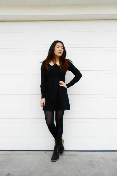 black lace peter pan collar dress