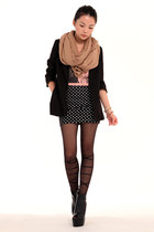 brown Taobao scarf - black unknown brand shoes - black Silence & Noise blazer